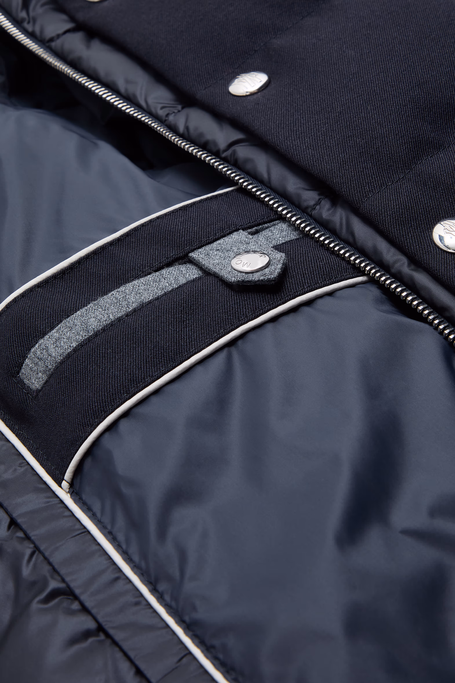 Bess Hooded Wool Short Down Jacket Navy Blue Moncler 10